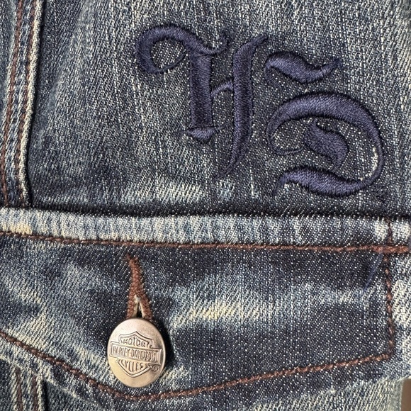 Harley Davidson Womens Denim Jacket With Embroidered Logo Size Small - Picture 5 of 7